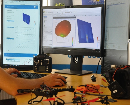 Simulation of different types of drones, quadcopter and UAV's