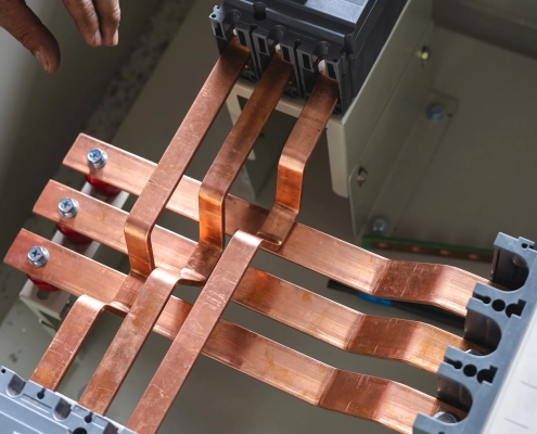 Current density and magnetic field around high current 3-phase busbars