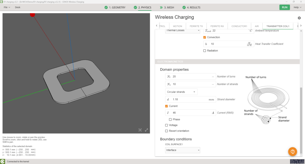 Wireless charging of electric vehicles use case CENOS Simulation