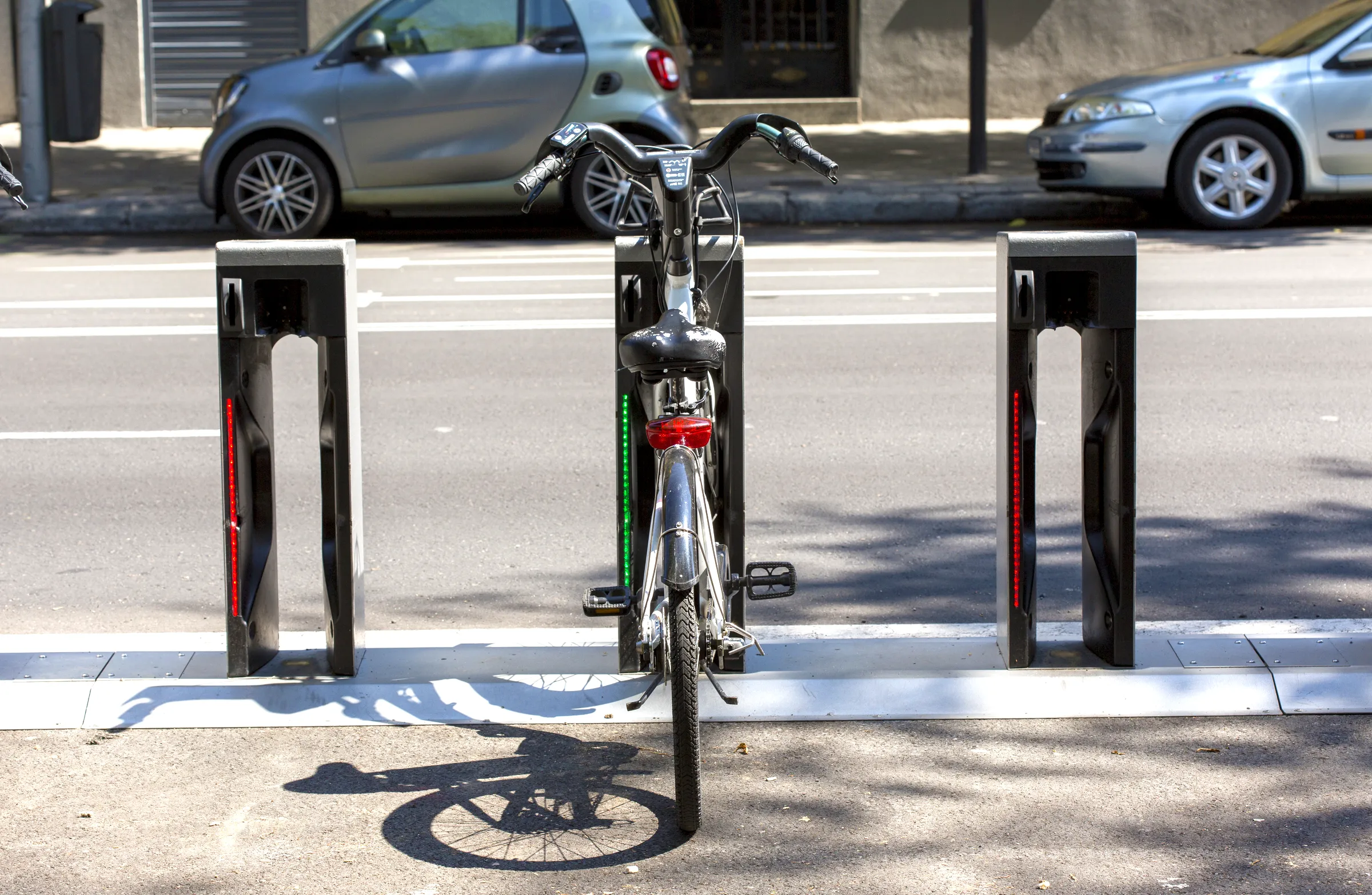 This is one example how electric bicycle is charged in a designated post.