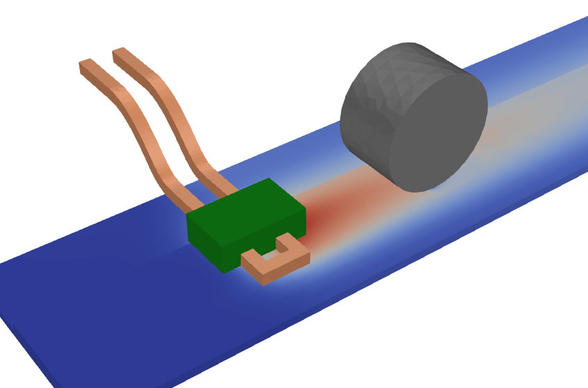 Thermoplastic welding - two CFRP pieces with consolidation roller thermal effects