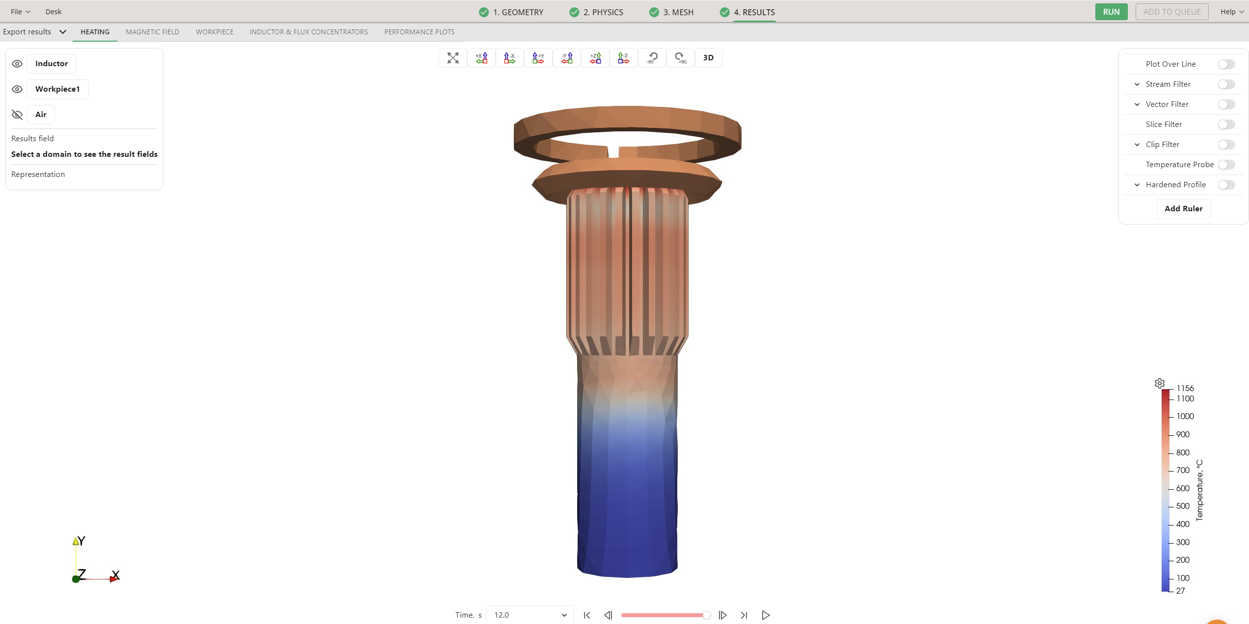 Temperature field result view