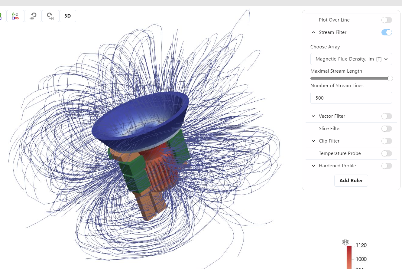 Results viewer magnetic stream filter