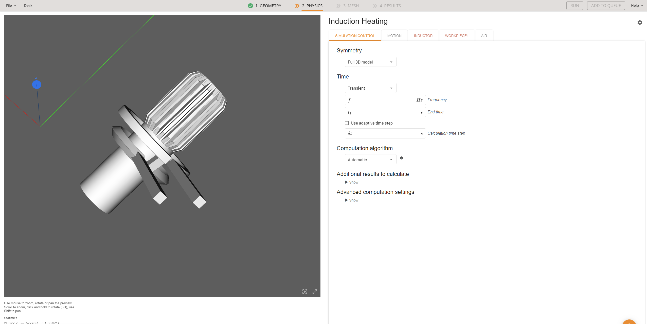 Splined shaft tutorial geometry view